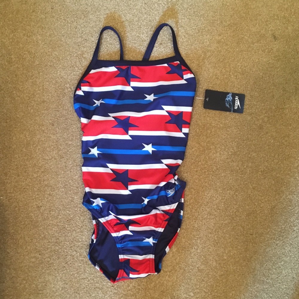 Speedo NWT Red White & Blue Womens size 32 swimsuit